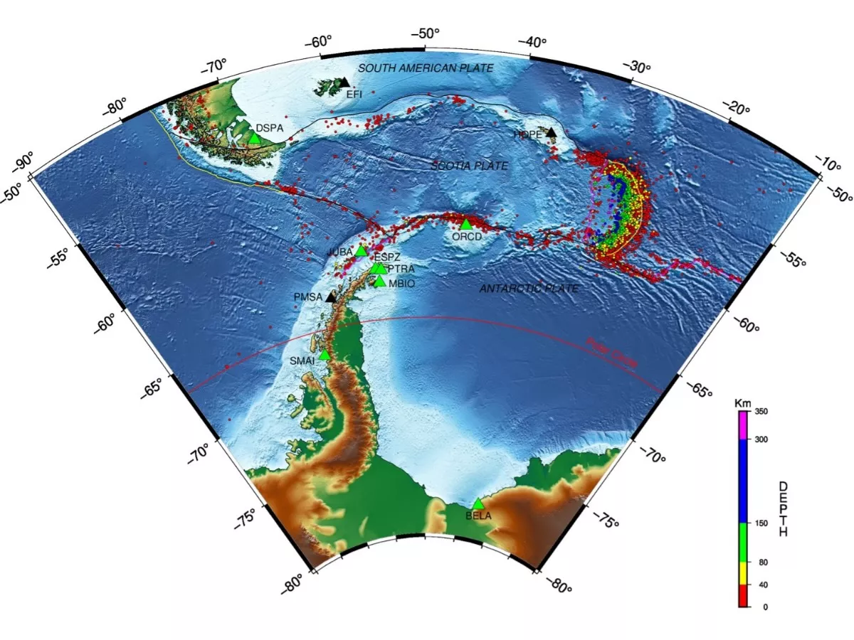 Antarctic map with ASAIN stations
